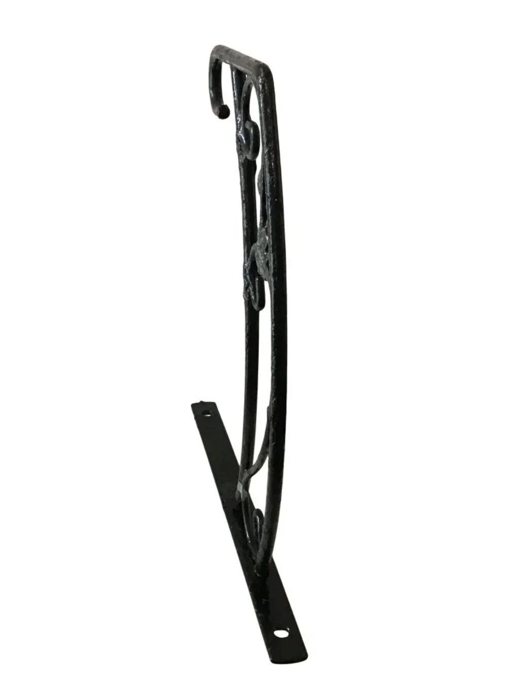 Decorative Black Metal Hanging Basket Bracket With Scroll & Floral Design